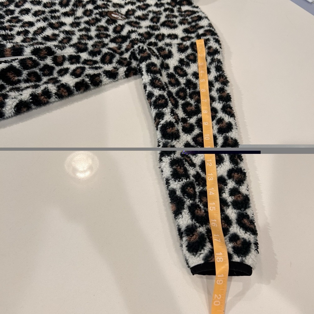 Buc-ees Adult Women Sherpa Fleece Leopard Cheetah‎ Pullover 1/4 Zip Jacket Small - Picture 8 of 10